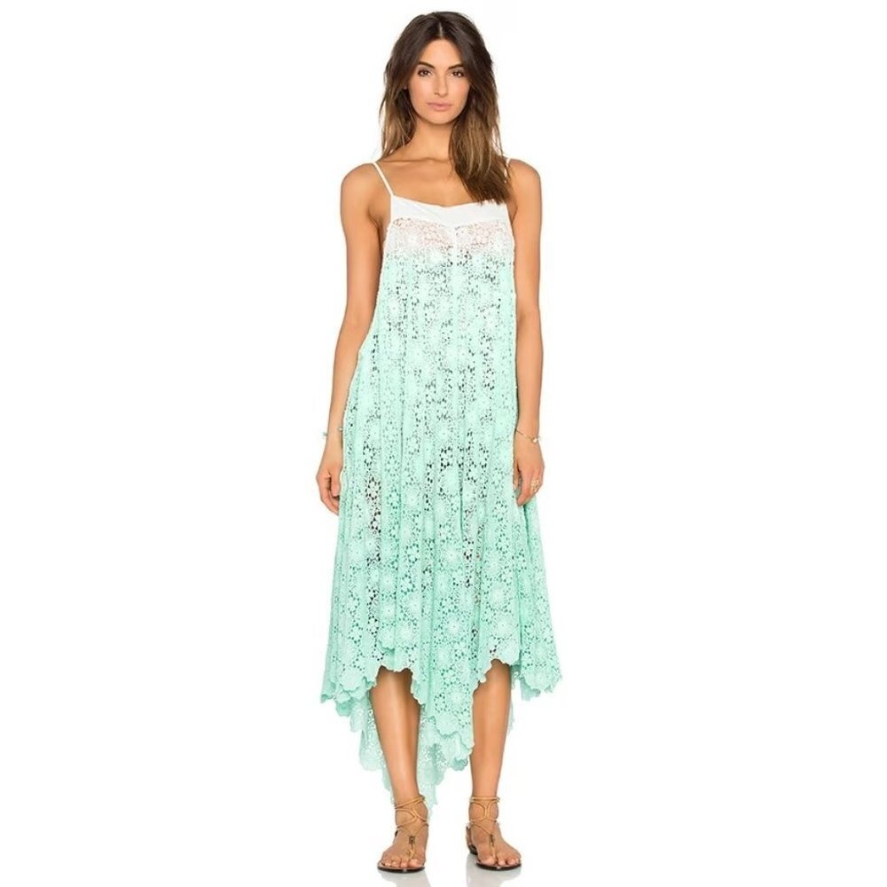 6 SHORE ROAD Mint Ombre Southbay Lace Cover Up Dress P5368
